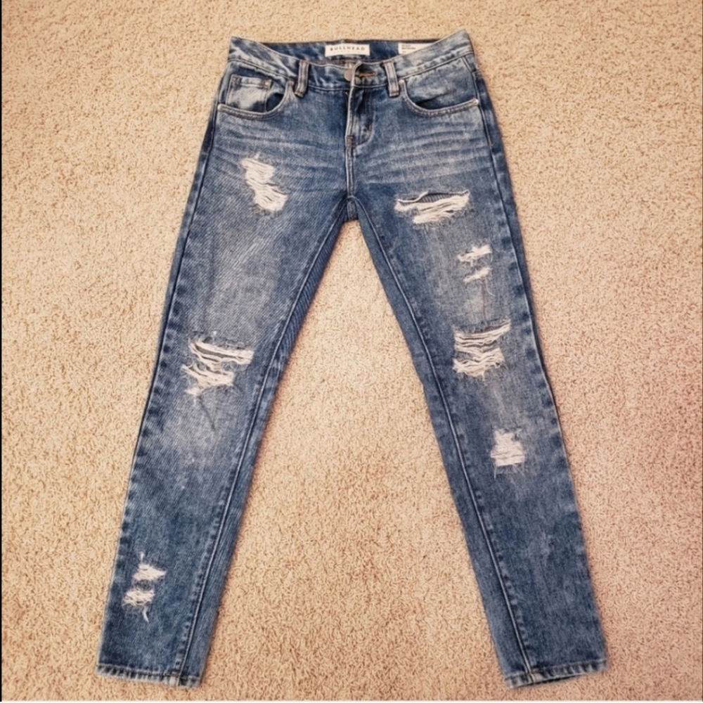 Bullhead Skinny Boyfriend Distressed  Destructed Jeans Size 23
